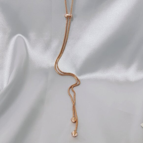 Kendra Scott Metal Hollow Adjustable Long Necklace Chest Chain Rose Gold - Picture 6 of 10